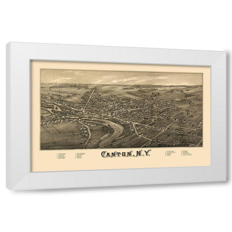 Canton New York - Burleigh 1885  White Modern Wood Framed Art Print by Burleigh