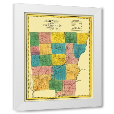 Chenango New York Landowner - Burr 1829 White Modern Wood Framed Art Print by Burr