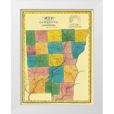 Chenango New York Landowner - Burr 1829 White Modern Wood Framed Art Print by Burr