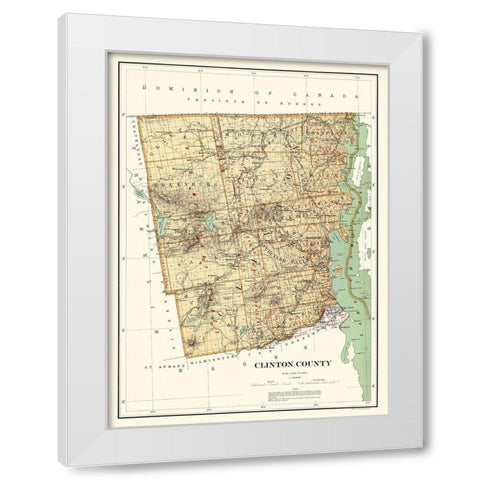 Clinton New York Landowner - Bien 1895 White Modern Wood Framed Art Print by Bien