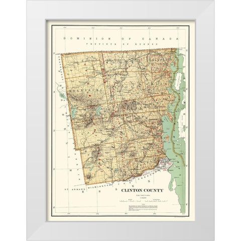 Clinton New York Landowner - Bien 1895 White Modern Wood Framed Art Print by Bien
