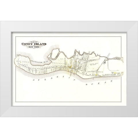 Coney Island New York Landowner - Edsall 1880 White Modern Wood Framed Art Print by Edsall