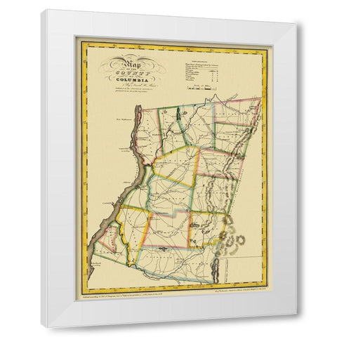 Columbia New York - Burr 1829 White Modern Wood Framed Art Print by Burr