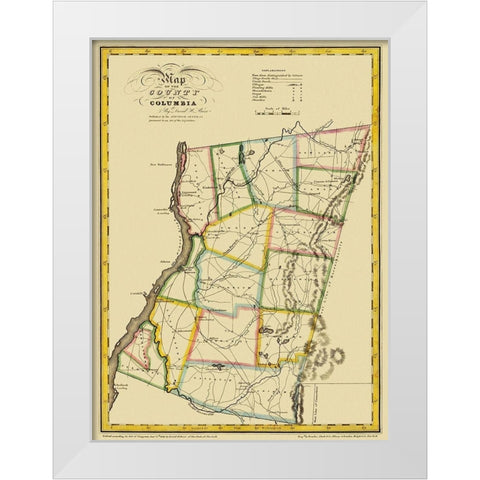 Columbia New York - Burr 1829 White Modern Wood Framed Art Print by Burr