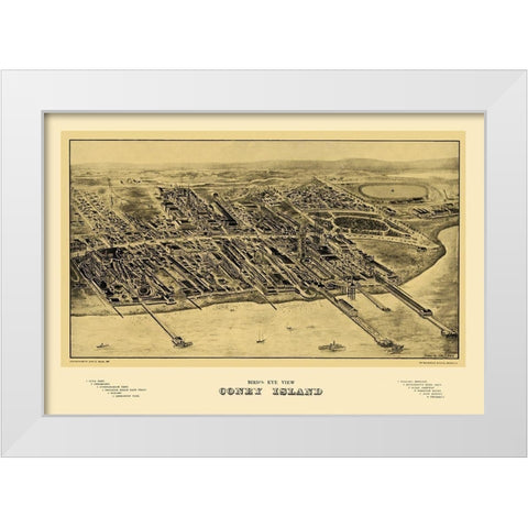 Coney Island New York - Mark 1906 White Modern Wood Framed Art Print by Mark