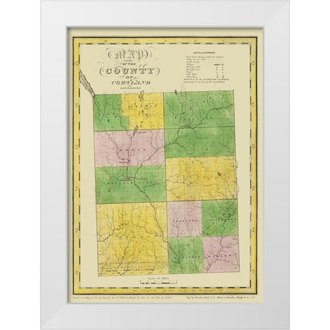 Cortland New York Landowner - Burr 1829 White Modern Wood Framed Art Print by Burr