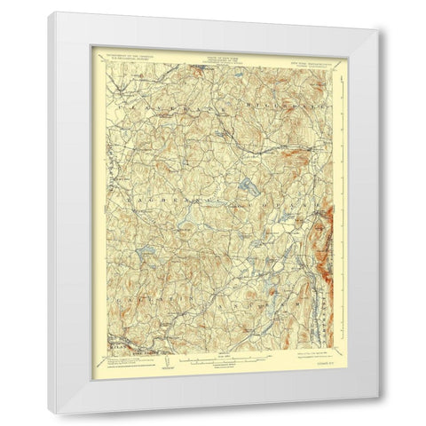Copake New York Massachetts Quad - USGS 1904 White Modern Wood Framed Art Print by USGS
