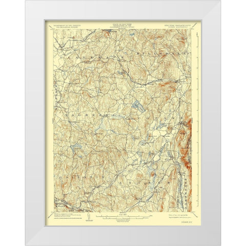 Copake New York Massachetts Quad - USGS 1904 White Modern Wood Framed Art Print by USGS