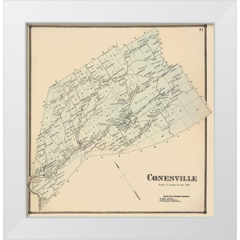 Conesville New York Landowner - Stone 1866 White Modern Wood Framed Art Print by Stone