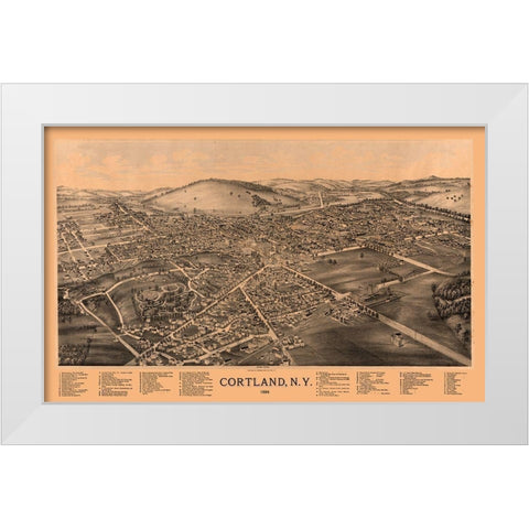 Cortland New York - Burleigh 1894  White Modern Wood Framed Art Print by Burleigh
