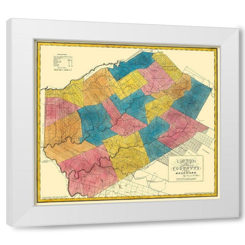 Delaware New York Landowner - Burr 1829 White Modern Wood Framed Art Print by Burr
