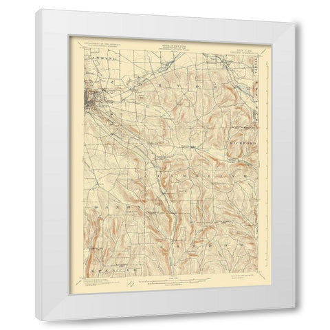 Dryden New York Quad - USGS 1900 White Modern Wood Framed Art Print by USGS