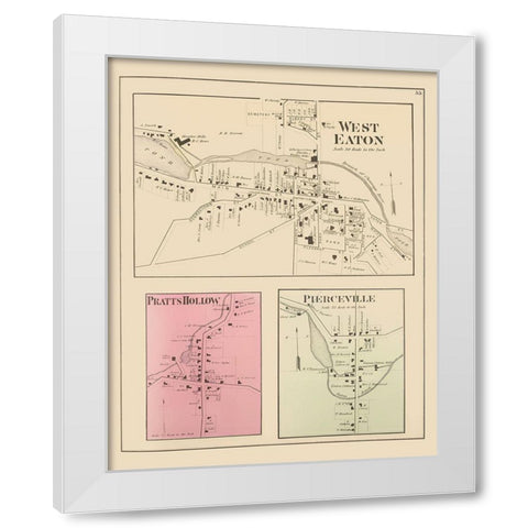 West Eaton New York Landowner - Whitman 1875 White Modern Wood Framed Art Print by Whitman
