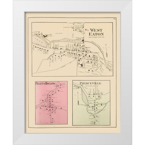 West Eaton New York Landowner - Whitman 1875 White Modern Wood Framed Art Print by Whitman