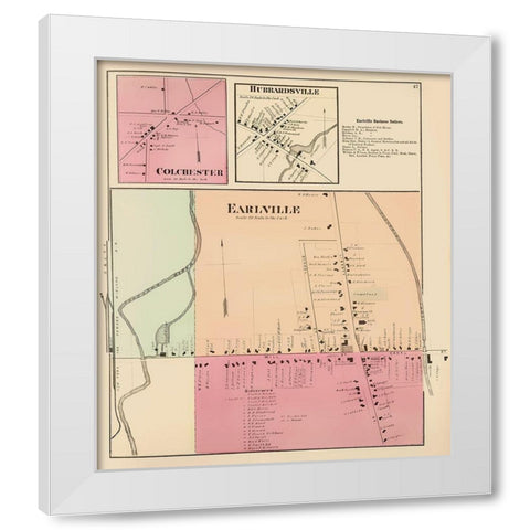 Earlville New York Landowner - Whitman 1875 White Modern Wood Framed Art Print by Whitman