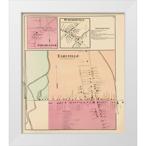 Earlville New York Landowner - Whitman 1875 White Modern Wood Framed Art Print by Whitman