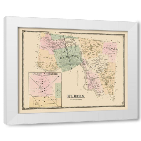 Elmira, Carrs Corner New York Landowner White Modern Wood Framed Art Print by Beers