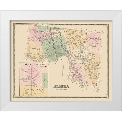Elmira, Carrs Corner New York Landowner White Modern Wood Framed Art Print by Beers