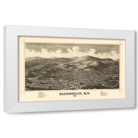 Ellenville New York - Burleigh 1887  White Modern Wood Framed Art Print by Burleigh