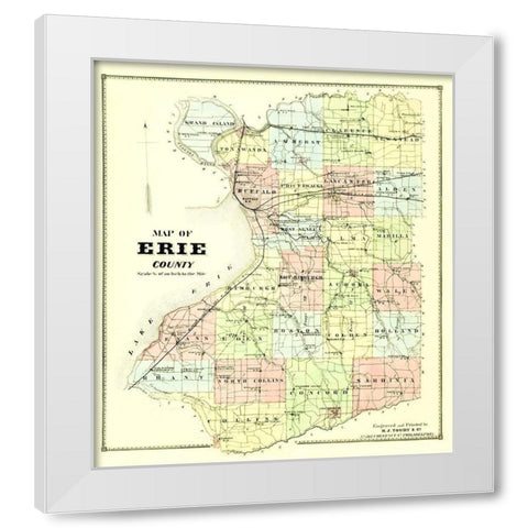 Erie New York - Burr 1880 White Modern Wood Framed Art Print by Burr