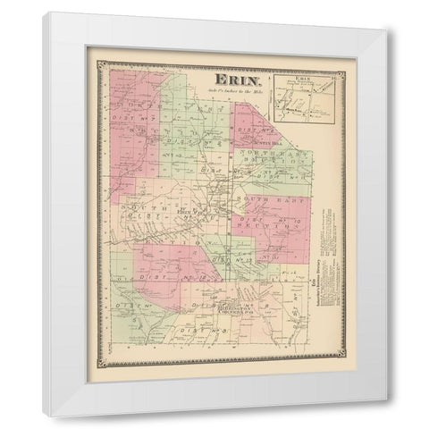 Erin New York Landowner - Beers 1869 White Modern Wood Framed Art Print by Beers