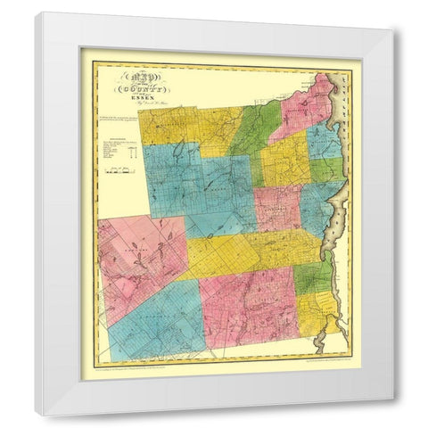 Essex New York Landowner - Burr 1829 White Modern Wood Framed Art Print by Burr