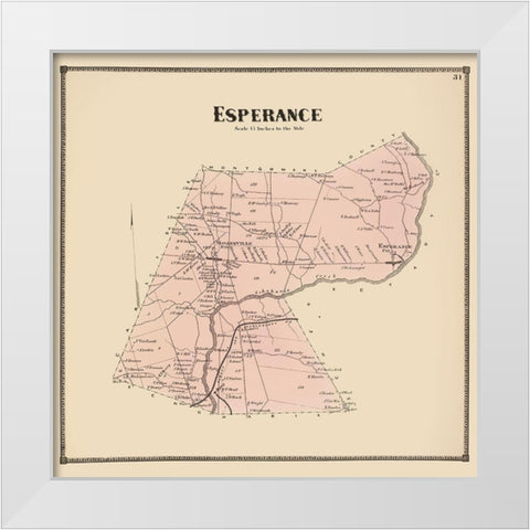 Esperance New York Landowner - Stone 1866 White Modern Wood Framed Art Print by Stone