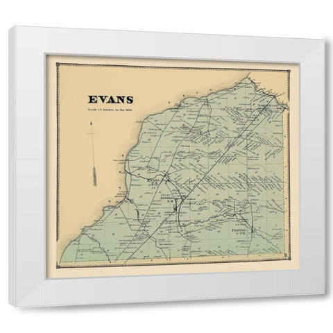 Evans New York Landowner - Stone 1866 White Modern Wood Framed Art Print by Stone