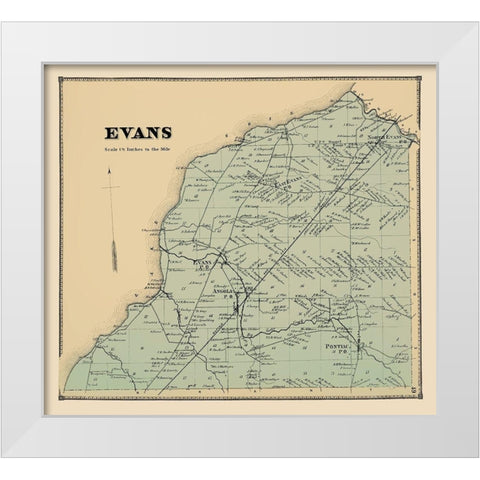 Evans New York Landowner - Stone 1866 White Modern Wood Framed Art Print by Stone