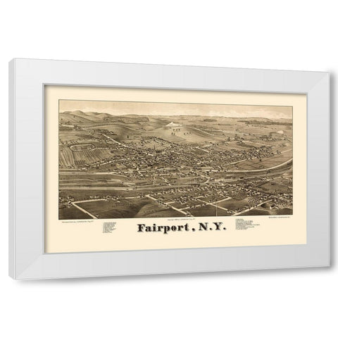 Fairport New York - Burleigh 1885  White Modern Wood Framed Art Print by Burleigh