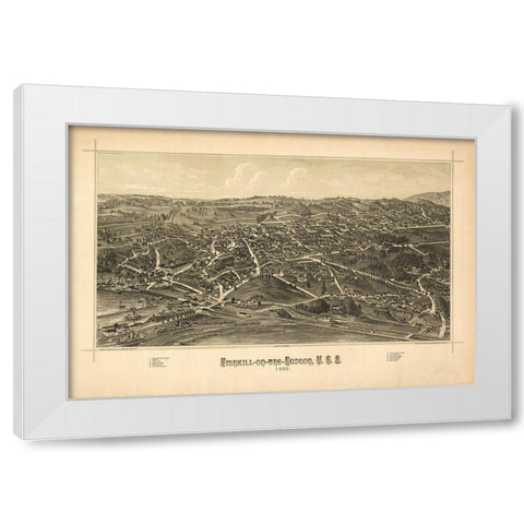 Fishkill New York - Burleigh 1886  White Modern Wood Framed Art Print by Burleigh