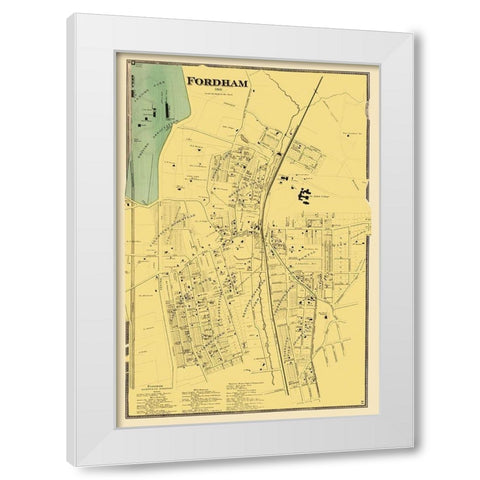 Fordham New York Landowner - Beers 1868 White Modern Wood Framed Art Print by Beers