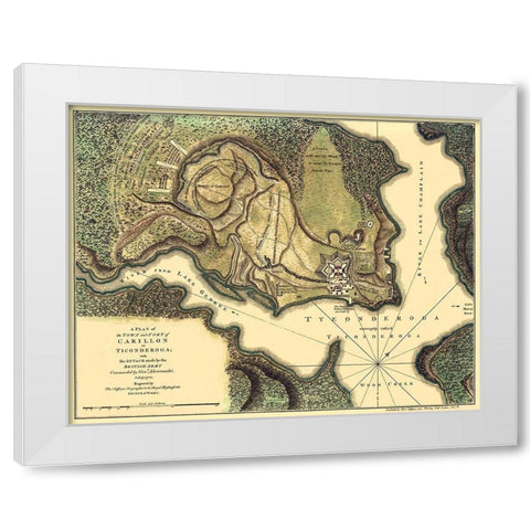 Fort Carillon French and indian War New York White Modern Wood Framed Art Print by JEFFERYS