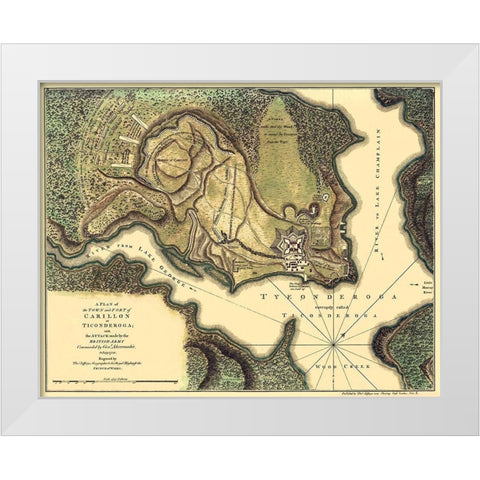 Fort Carillon French and indian War New York White Modern Wood Framed Art Print by JEFFERYS