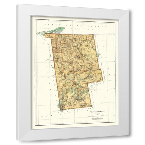 Franklin New York Landowner - Bien 1895 White Modern Wood Framed Art Print by Bien