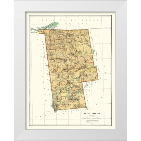Franklin New York Landowner - Bien 1895 White Modern Wood Framed Art Print by Bien