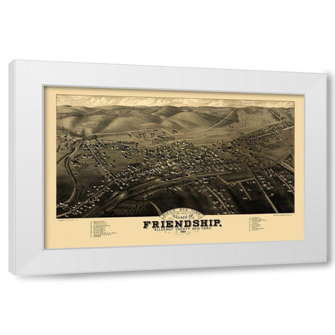 Friendship New York - Stoner 1882  White Modern Wood Framed Art Print by Stoner