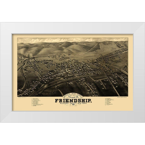 Friendship New York - Stoner 1882  White Modern Wood Framed Art Print by Stoner