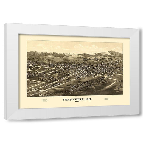 Frankfort New York - Burleigh 1887  White Modern Wood Framed Art Print by Burleigh