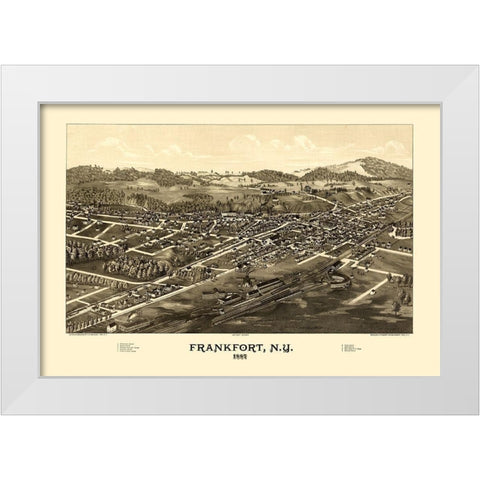 Frankfort New York - Burleigh 1887  White Modern Wood Framed Art Print by Burleigh