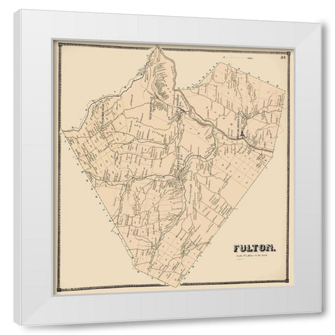 Fulton New York Landowner - Stone 1866 White Modern Wood Framed Art Print by Stone