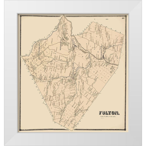 Fulton New York Landowner - Stone 1866 White Modern Wood Framed Art Print by Stone