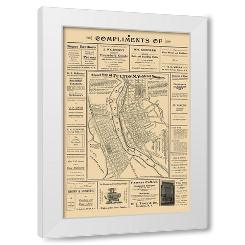 Fulton New York - Worden 1903  White Modern Wood Framed Art Print by Worden