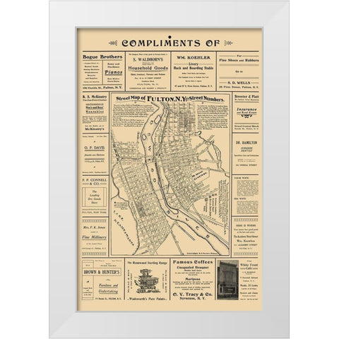 Fulton New York - Worden 1903  White Modern Wood Framed Art Print by Worden
