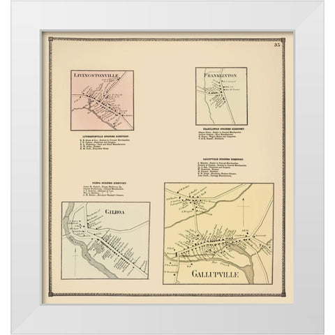 Gallupville New York Landowner - Beers 1866 White Modern Wood Framed Art Print by Beers