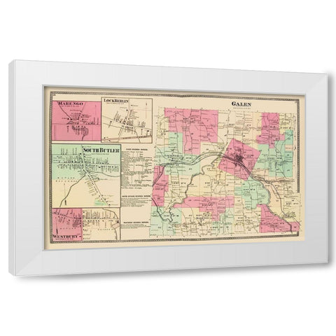 Galen New York Landowner - Beers 1874 White Modern Wood Framed Art Print by Beers