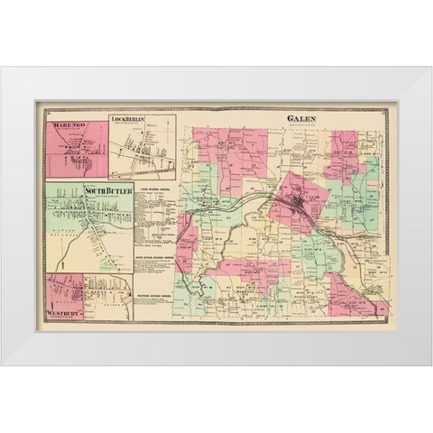 Galen New York Landowner - Beers 1874 White Modern Wood Framed Art Print by Beers
