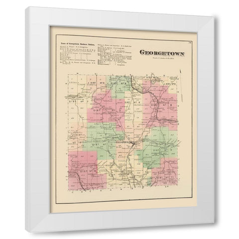Georgetown New York Landowner - Whitman 1875 White Modern Wood Framed Art Print by Whitman