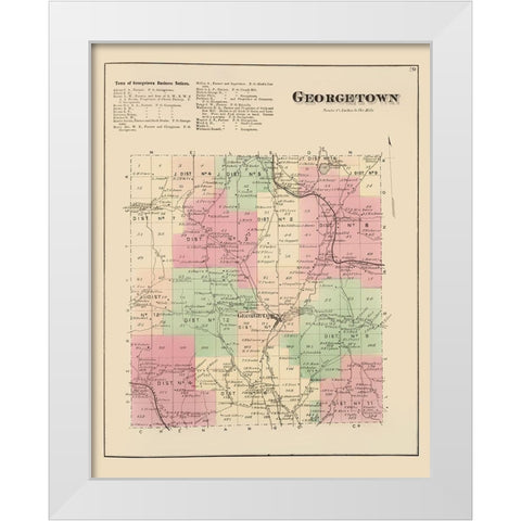 Georgetown New York Landowner - Whitman 1875 White Modern Wood Framed Art Print by Whitman
