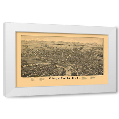 Glens Falls New York - Burleigh 1884  White Modern Wood Framed Art Print by Burleigh